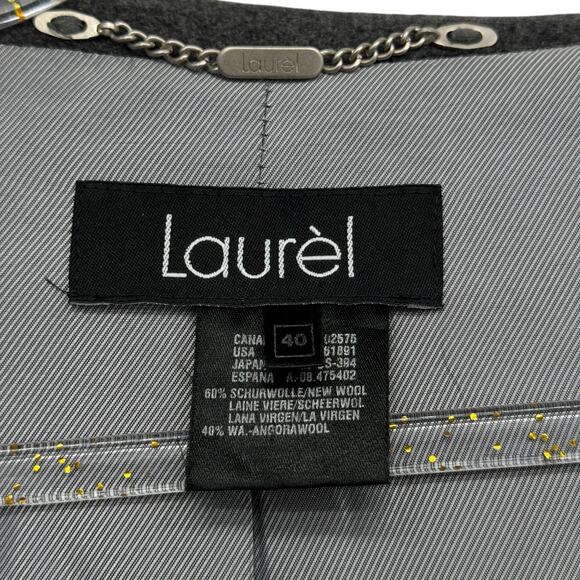 Laurel by Escada Double Breasted Car Coat Wool Angora Women 40 M Grey Tailored - Picture 7 of 12